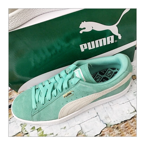 Puma Mint Green Suede Classic Sneakers - Picture 4 of 8